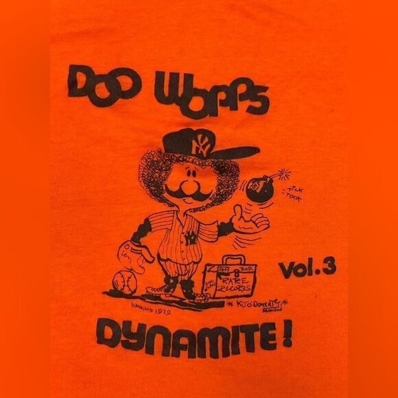 VTG Doo Wopps Dynamite Vol 3 1979 T-shirt Men Large NY Yankees 70s Single Stitch - Picture 2 of 8